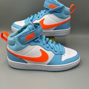 Nike Court Borough Mid 2 BG Kids Sneakers Blue/Orange. Kids Sz 5Y, HF4791-407